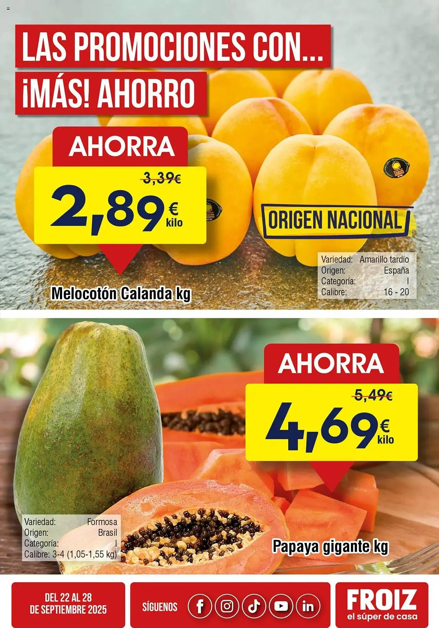 Catálogo de Folleto FROIZ 22 de septiembre al 28 de septiembre 2025 - Página 1