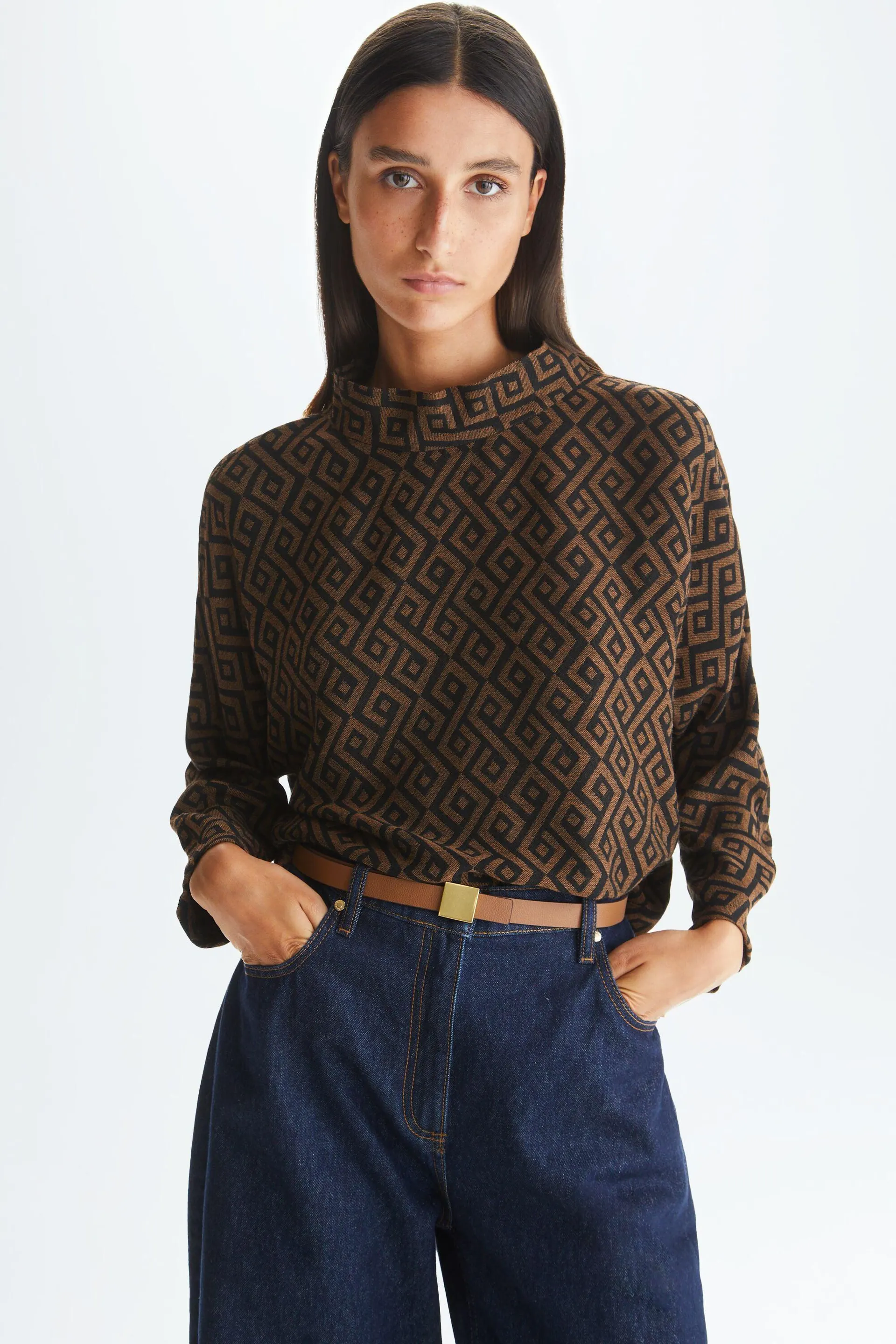 Top evasé jacquard geométrico