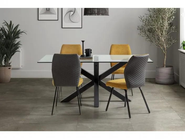 Mesa Cristal Rectangular y patas Negras 180 cm