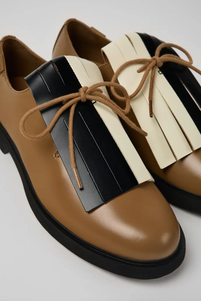 Twins Zapato de piel marrón para mujer