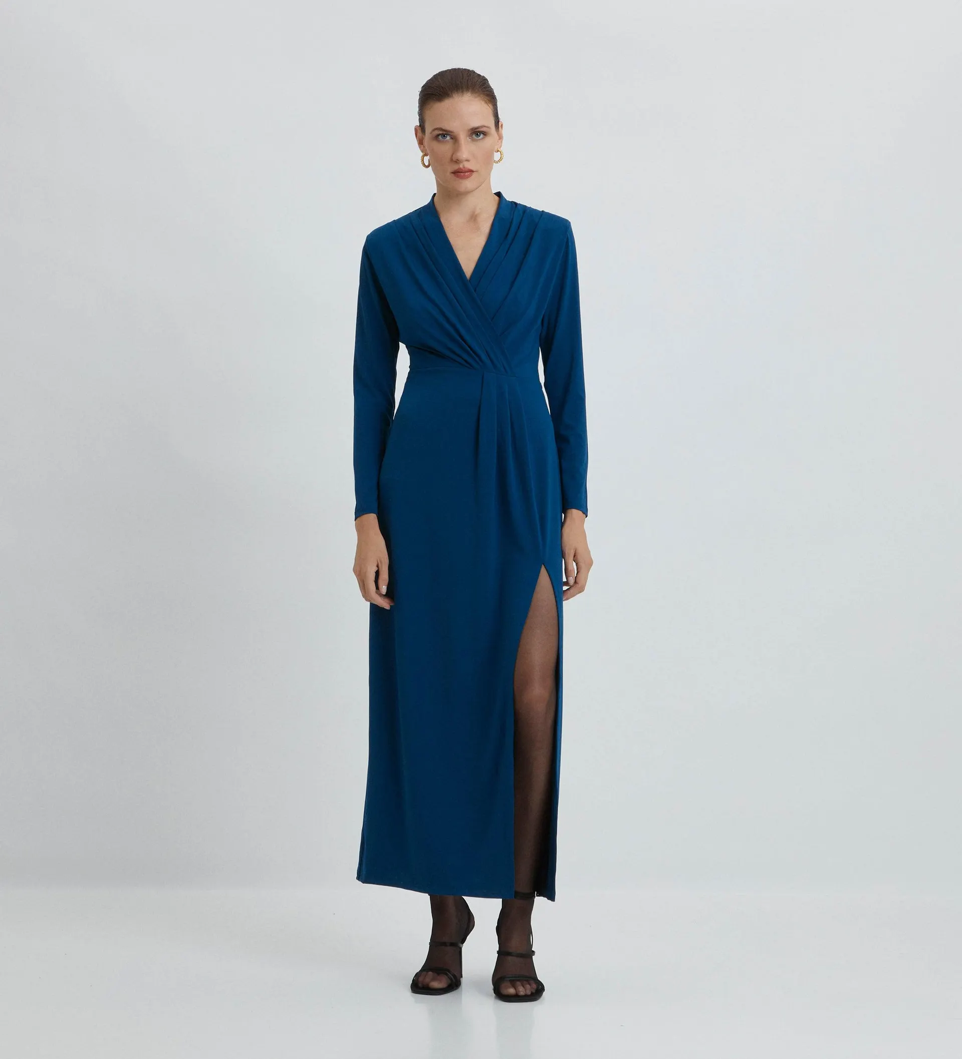 Vestido manga larga midi