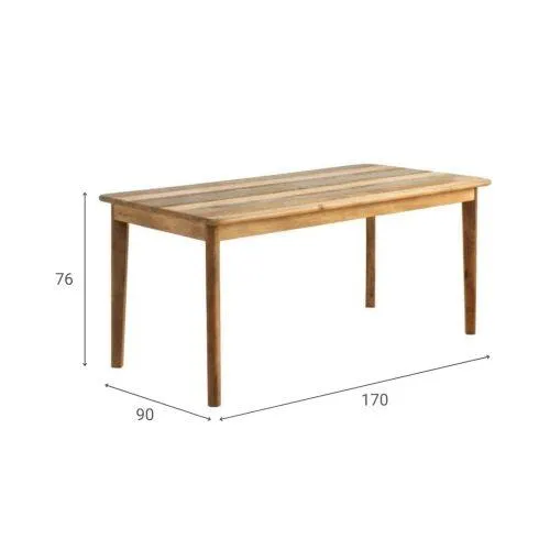 Mesa de comedor de madera de mango gris envejecido color natural y gris GABAR 10702