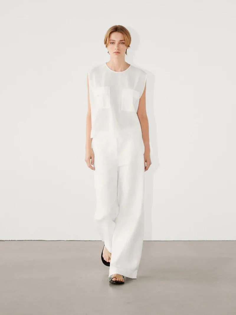 Top fluido algodón bolsillos