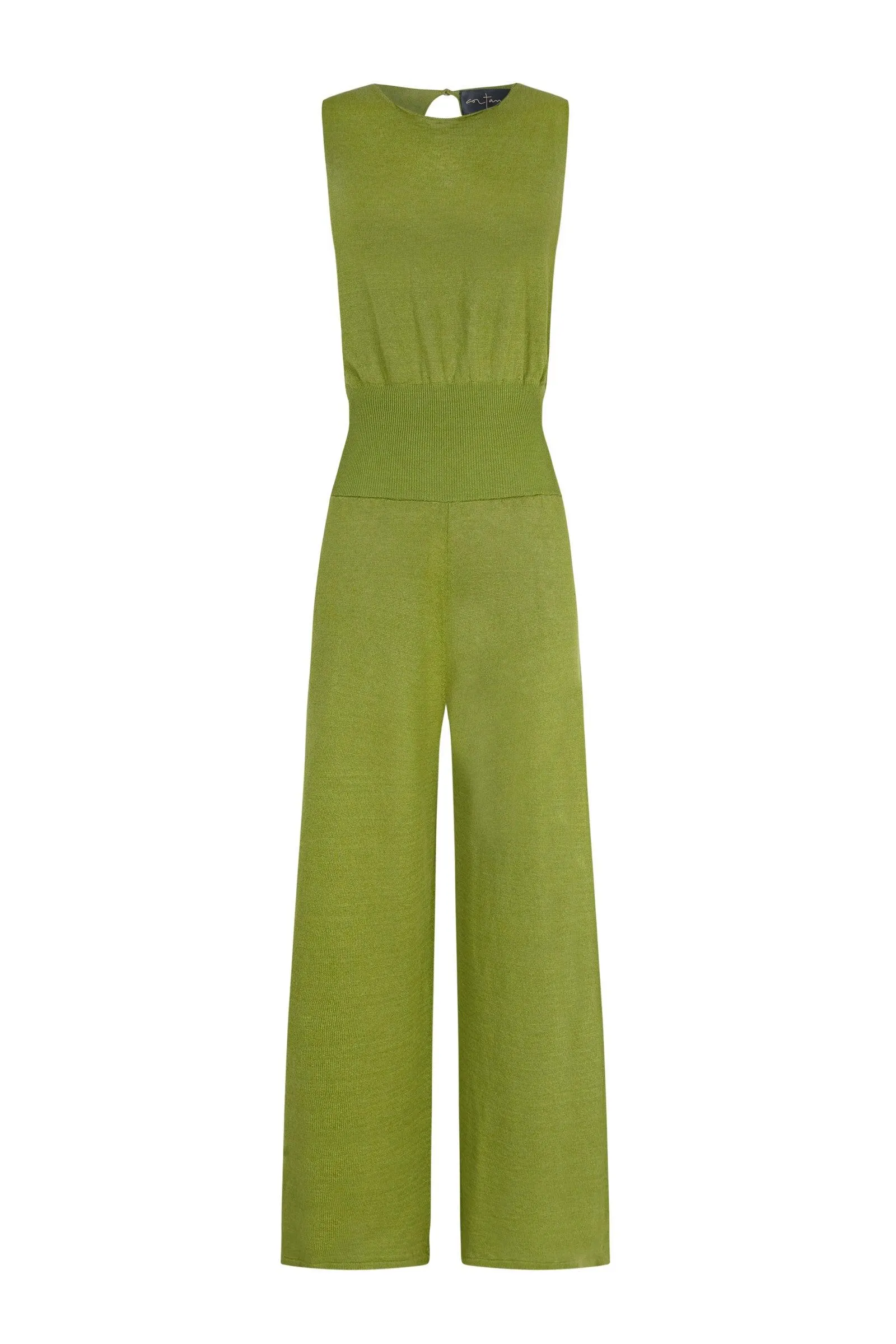 Rinen, lime green linen knit jumpsuit
