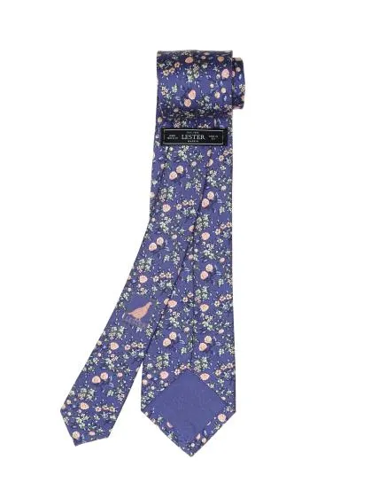 Corbata flores Azul/rosa