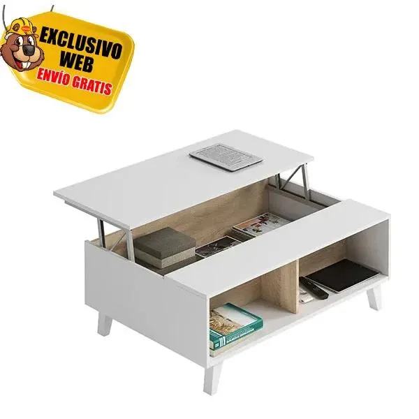 Mesa de centro Elevable Zayken Blanco-Roble