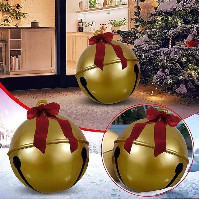 Globo de campana de decoración navideña, 60cm, diversión al aire libre, impresión de pvc, pelota de juguete inflable, manualidades navideñas