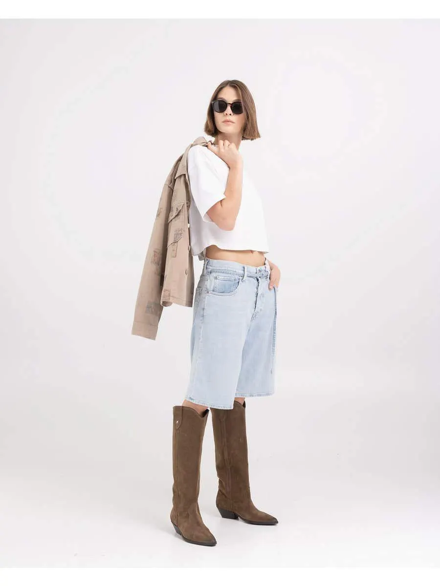 Bermudas de denim con cinturón