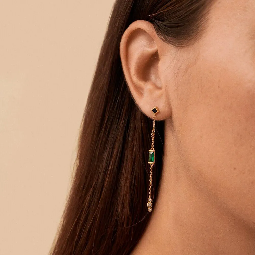 Pendientes largos SCARLET - Verde / Dorado