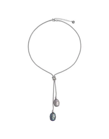 Collar corto Tender plata perlas gris y nuage