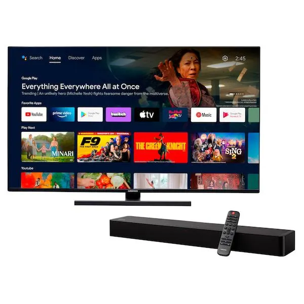 MEDION® LIFE® X14339 (MD 30059) QLED Android TV, 108 cm (43'') Ultra HD Smart TV + Barra de sonido - pack oferta