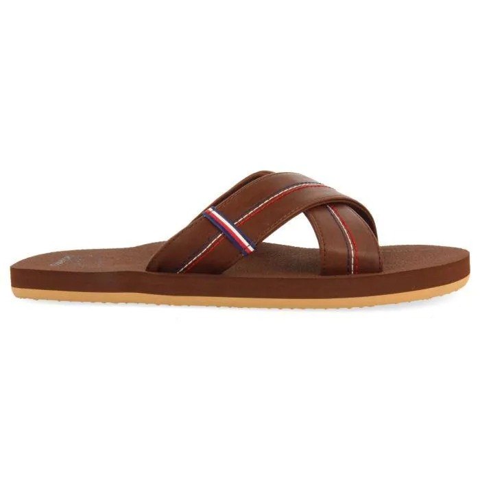BROWN SANDALS WITH CROSS STRAP AND COLOR DETAILS FOR MEN ELKTON