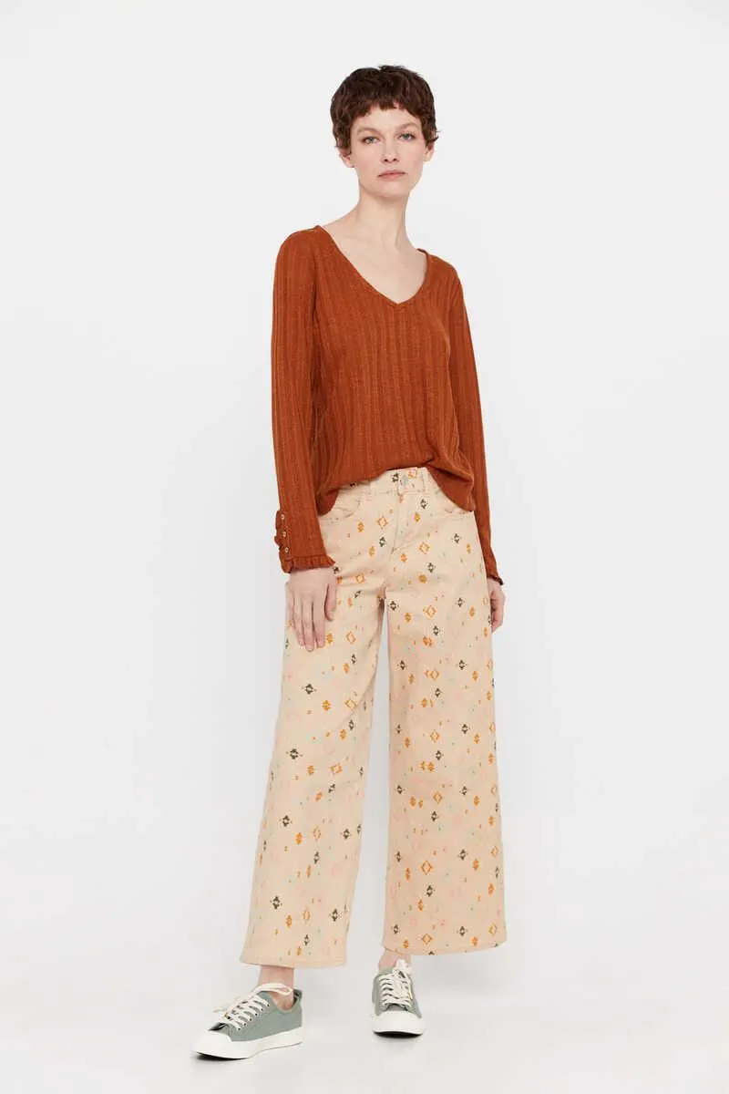 Pantalón Vaquero 5 bolsillos fit palazzo