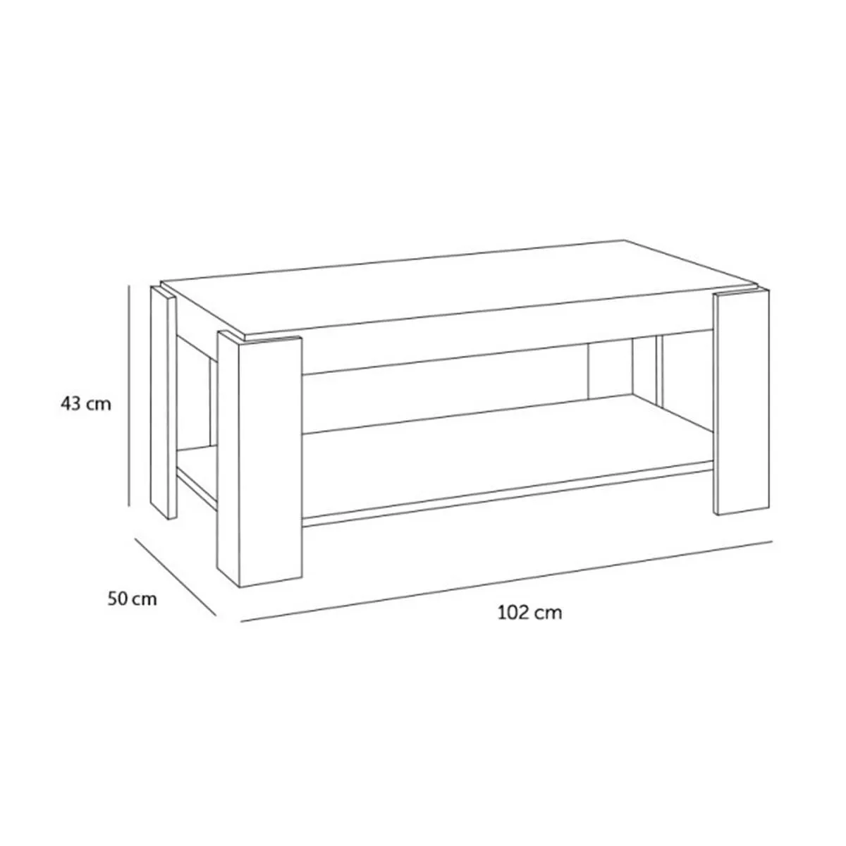 Mesa centro elevable Ambit blanco artik