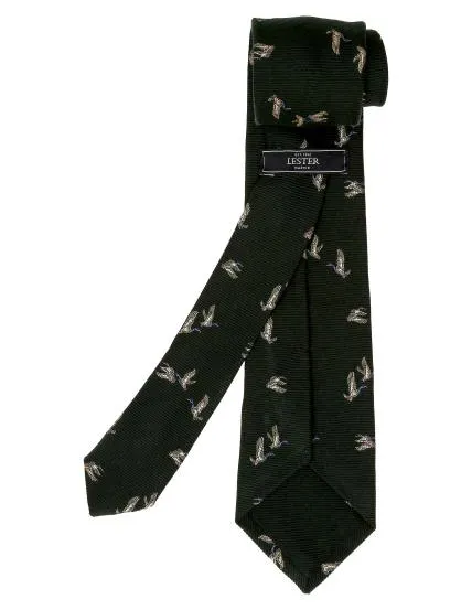 Corbata lana pajaros Verde oscuro
