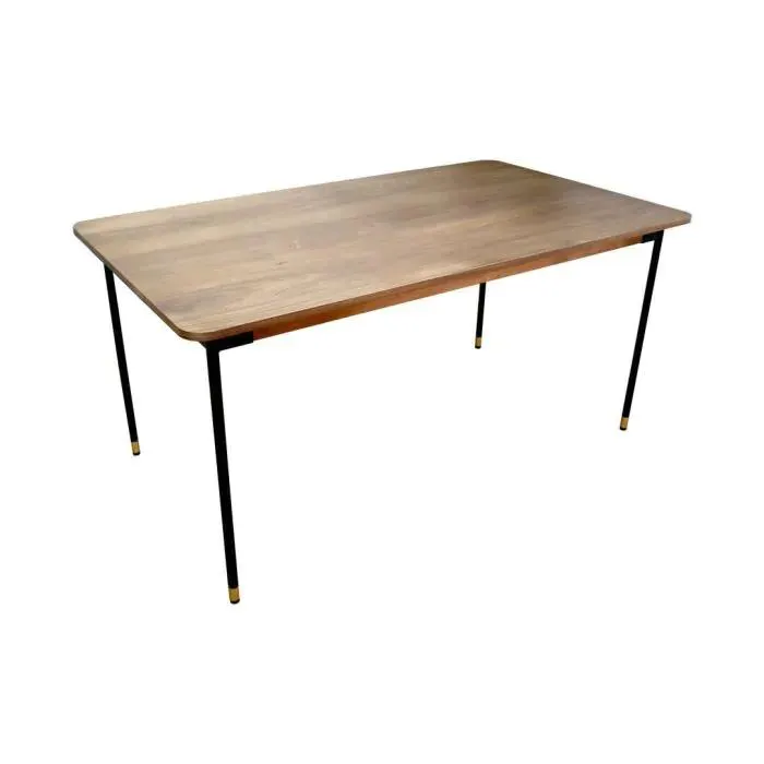 Mesa de Comedor de Nogal con Patas de Metal
