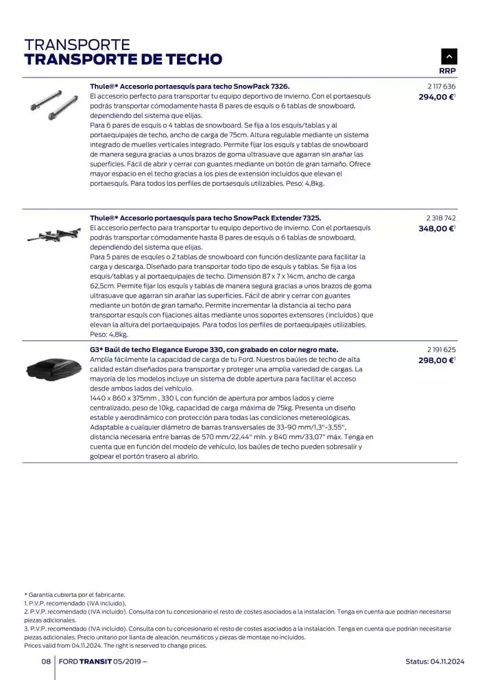 Catálogo de Ford de accesorios Transit Van 13 de noviembre al 13 de noviembre 2025 - Página 8