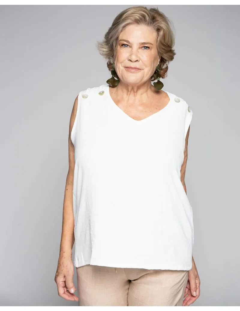 Top crep frunces botones