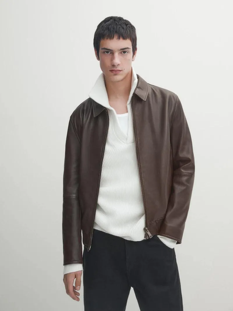 Cazadora piel napa marrón