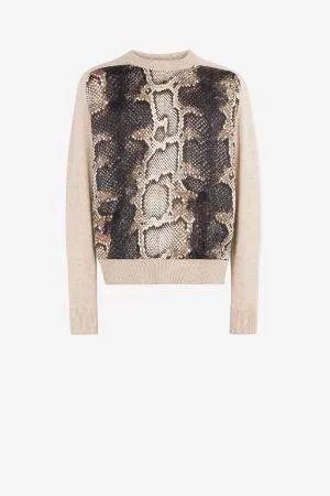 Jersey de lana con paneles y estampado Python