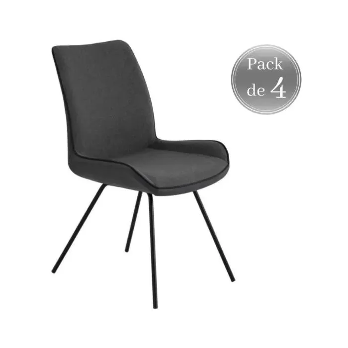 Juego de 4 Sillas de Comedor color Gris oscuro NORMA