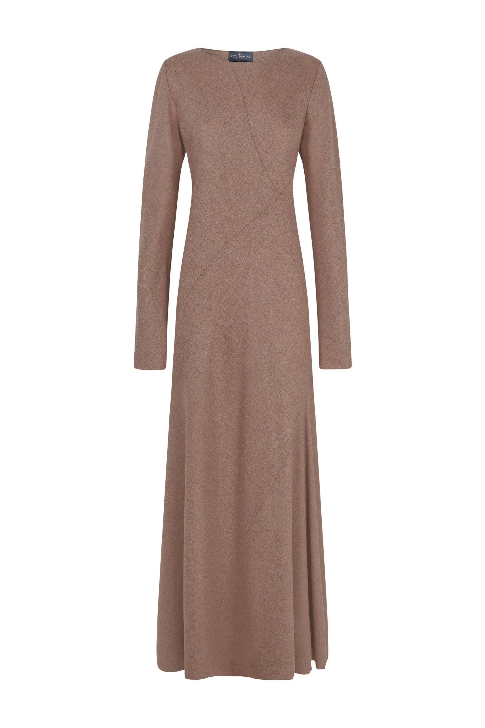 Lanna, cappuccino virgin wool and cashmere dress