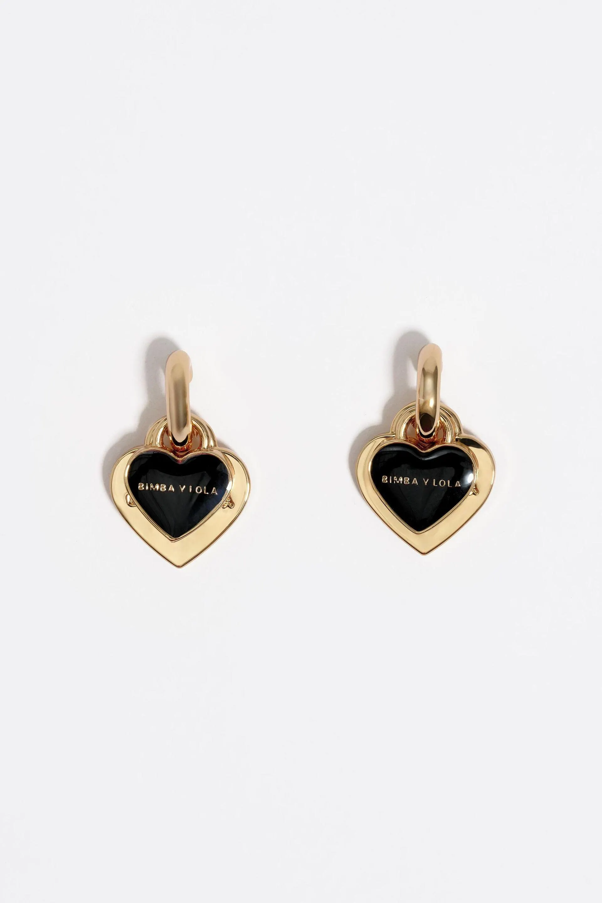 Pendientes aro corazones dorados y negros