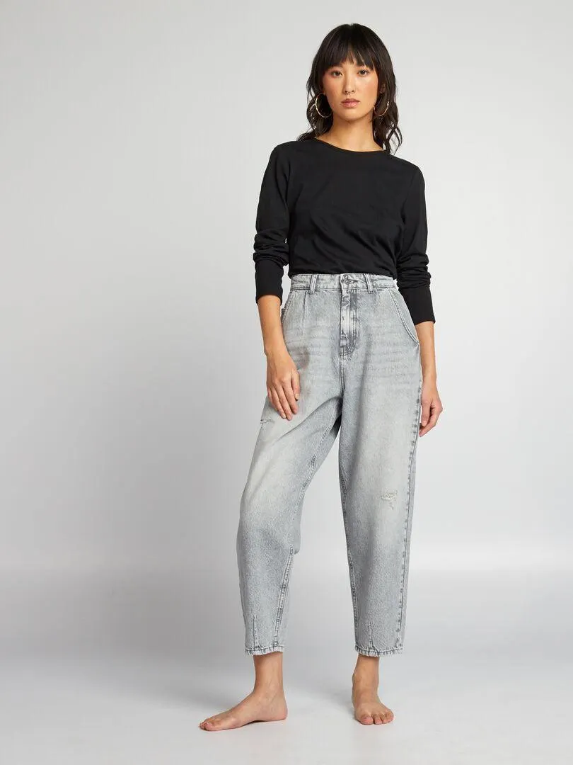 T-shirt in jersey a maniche lunghe - nero