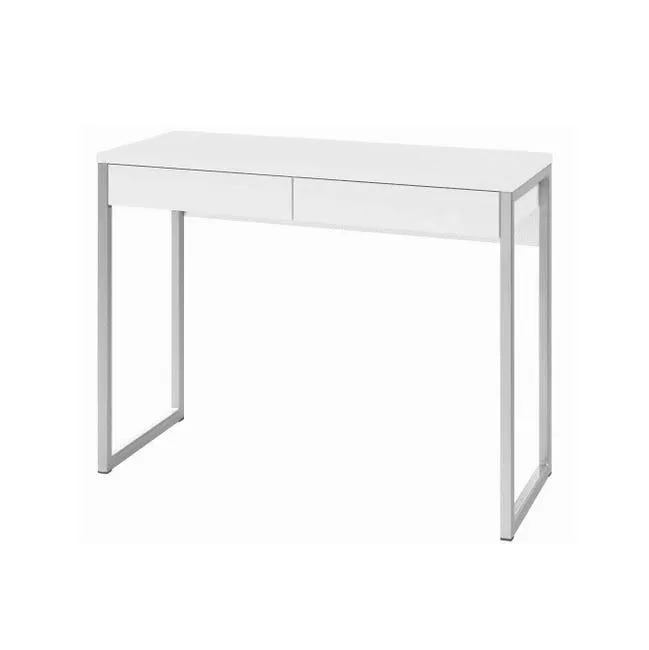 Escritorio de madera lacada en blanco "Otranto" con dos cajones y patas de metal 102x40 cm 77h