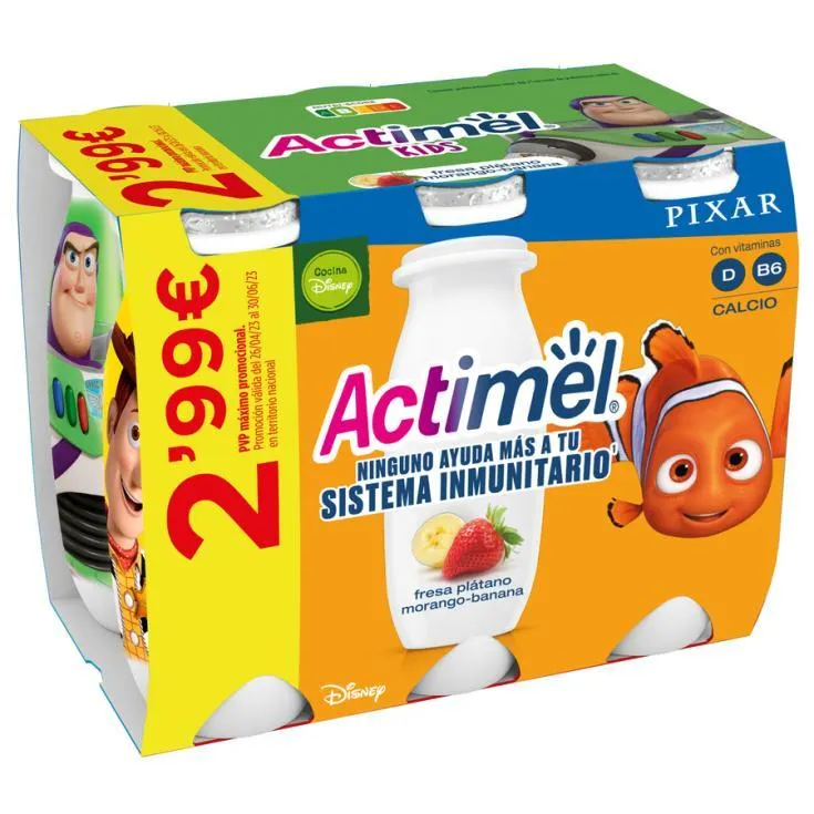 ACTIMEL LIQUIDO FRESA-PLATANO, 6+2X100ML DANONE