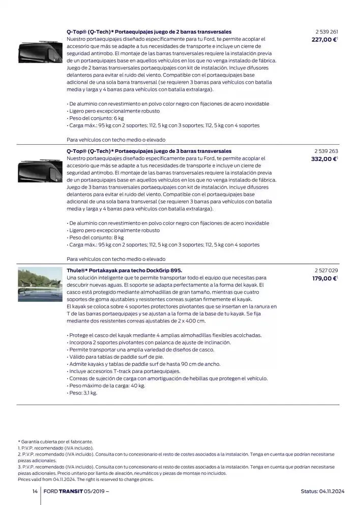 Catálogo de Ford de accesorios Transit Van 13 de noviembre al 13 de noviembre 2025 - Página 14
