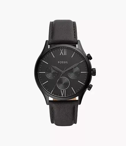 Reloj Fenmore de piel en color negro con movimiento multifunción