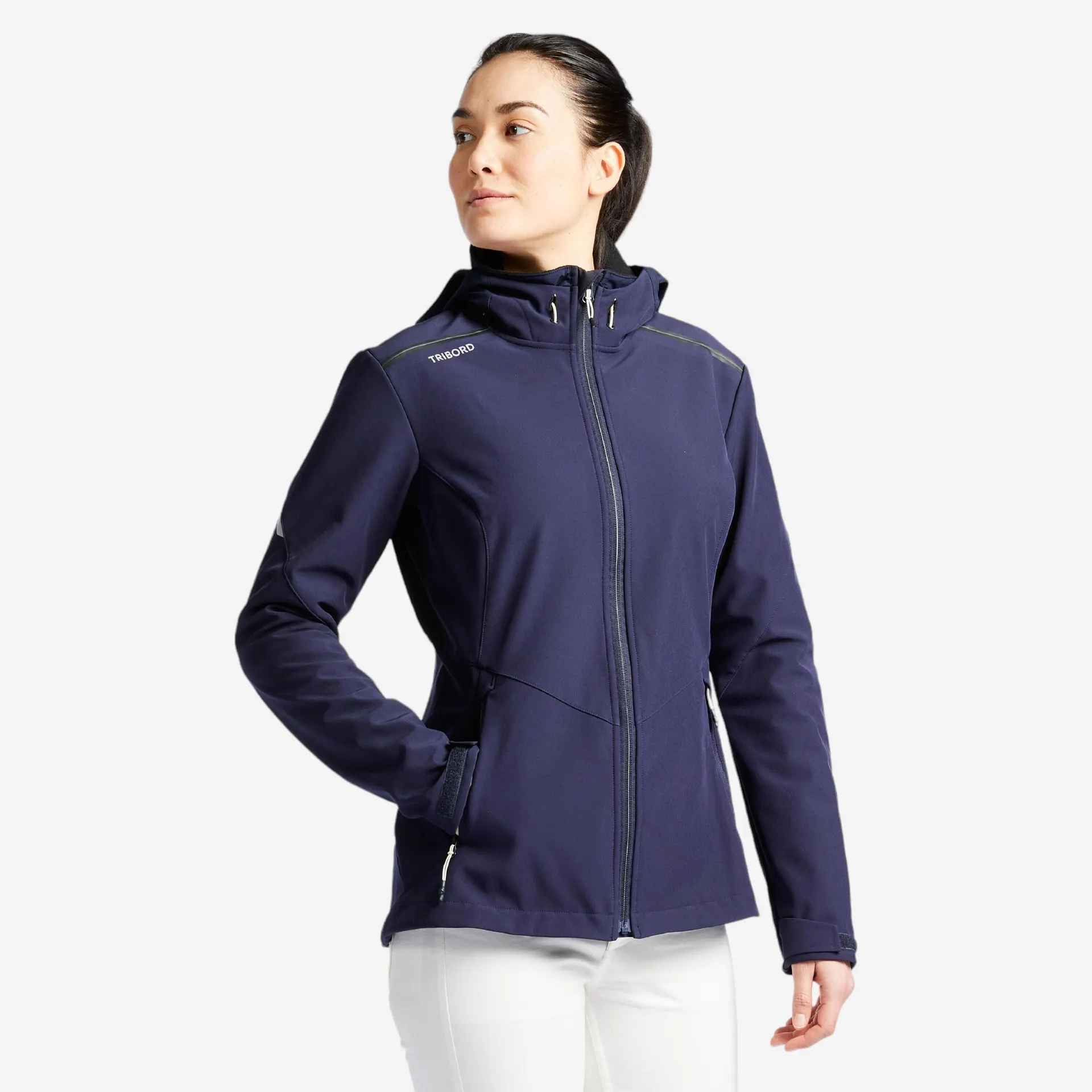 Chaqueta Softshell Mujer capucha cortavientos perlante azul