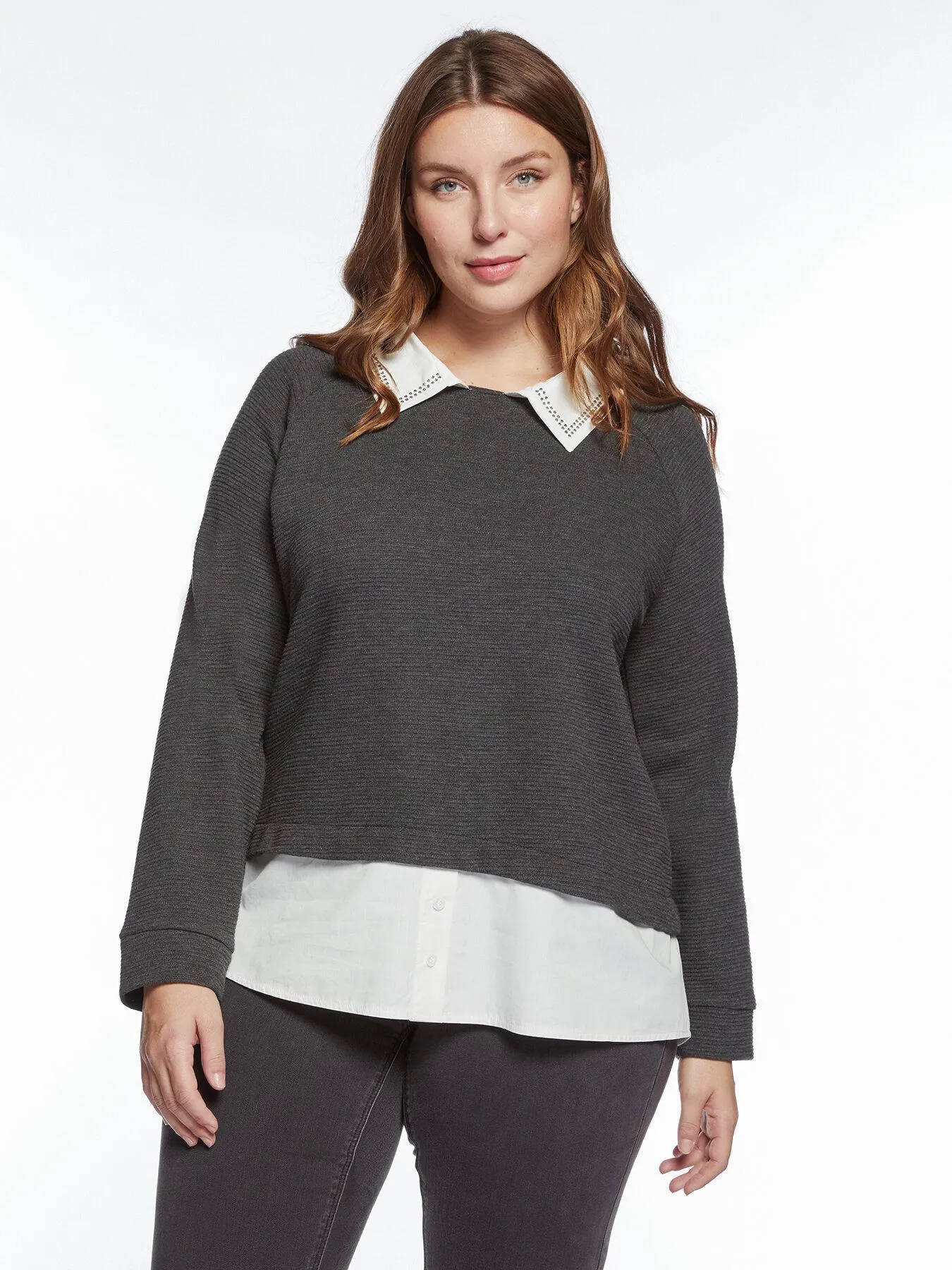 Felpa con parti in tessuto