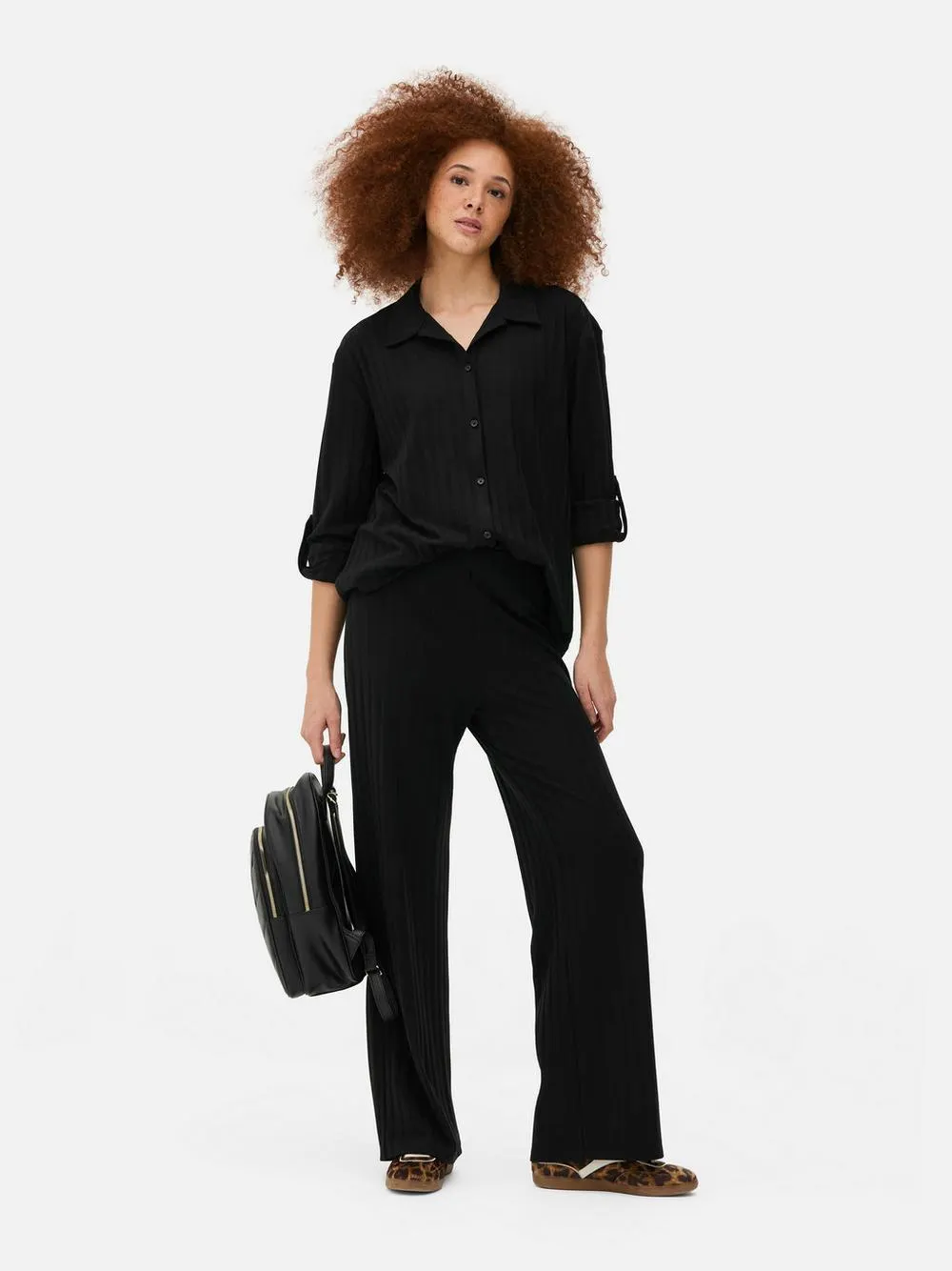 Leggings a coste a gamba larga