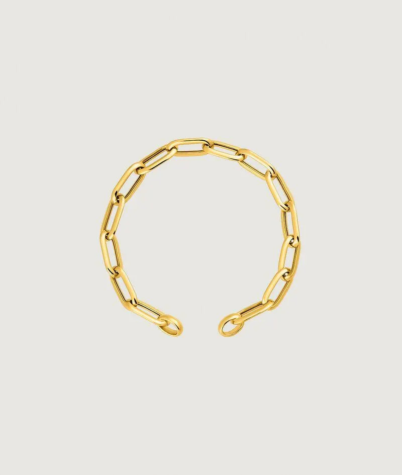 Pulsera de eslabones forza rectangulares de plata 925 bañada en oro amarillo de 18K