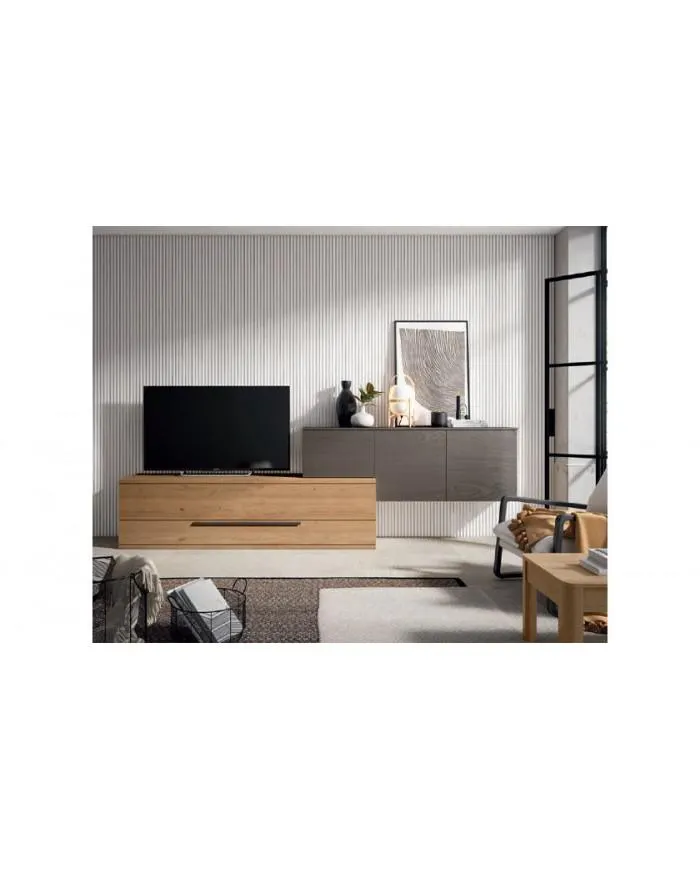 Mueble de comedor con puerta abatible y cajón inferior con tirador color natural - lava en Nattex