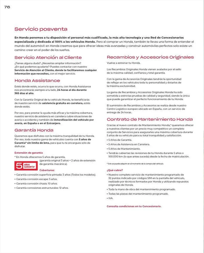 Catálogo de Honda CR-V e:HEV & e:PHEV 9 de agosto al 30 de junio 2025 - Página 76