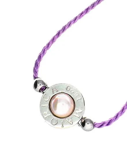 Pulsera Lipari trenzada lila con perla media bola