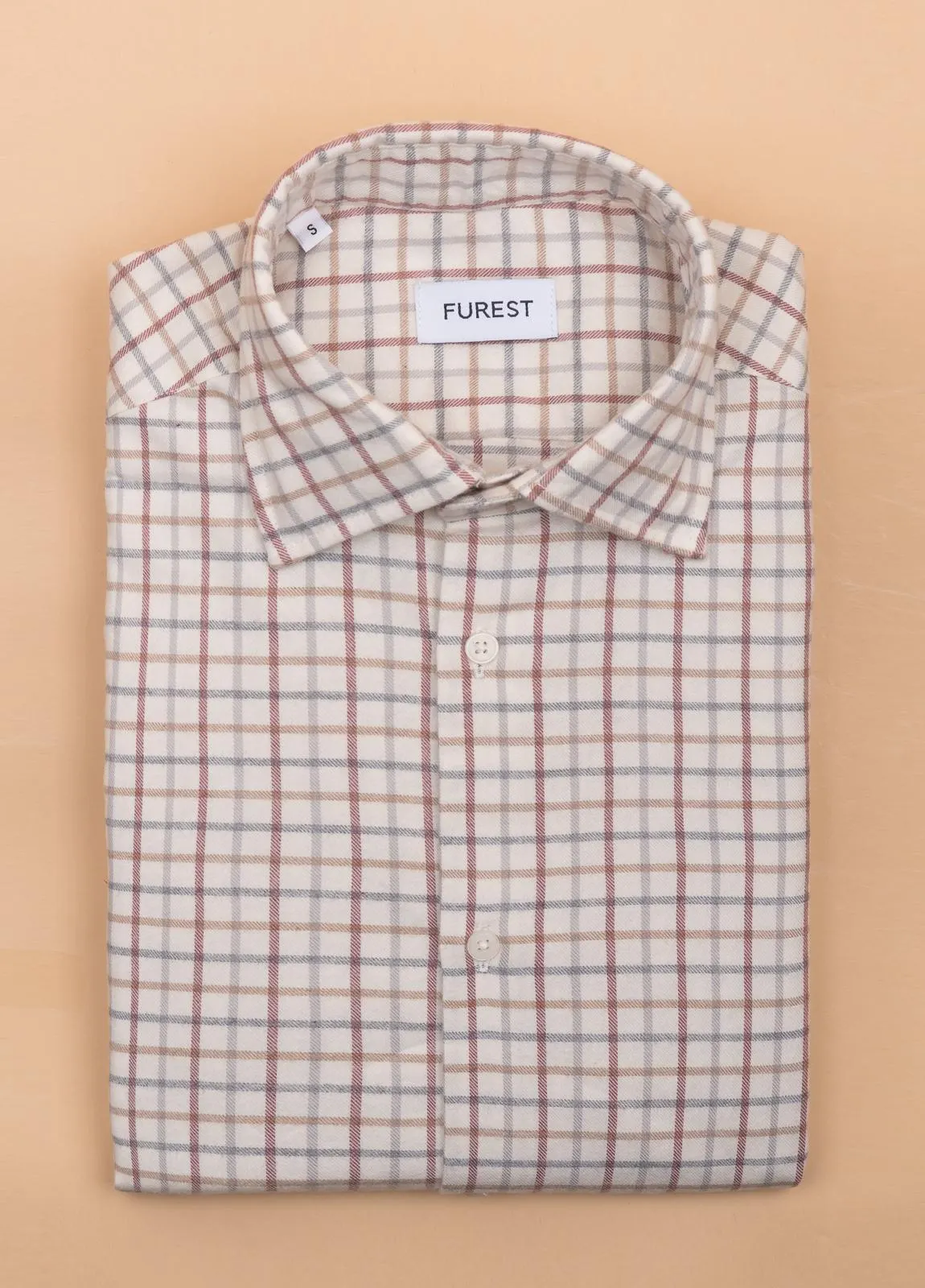 Camisa sport FUREST COLECCIÓN franela cuadros beige