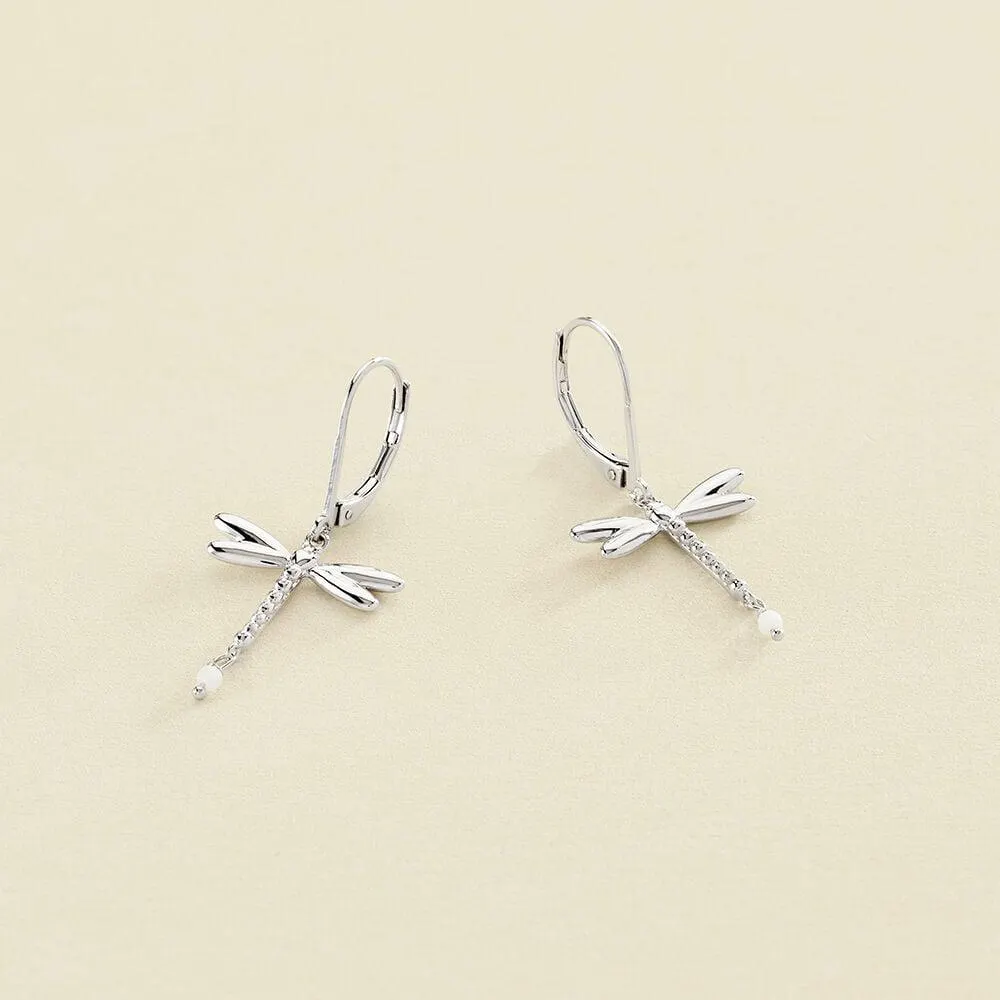 Pendientes largos DRAGONFLY - Plateado