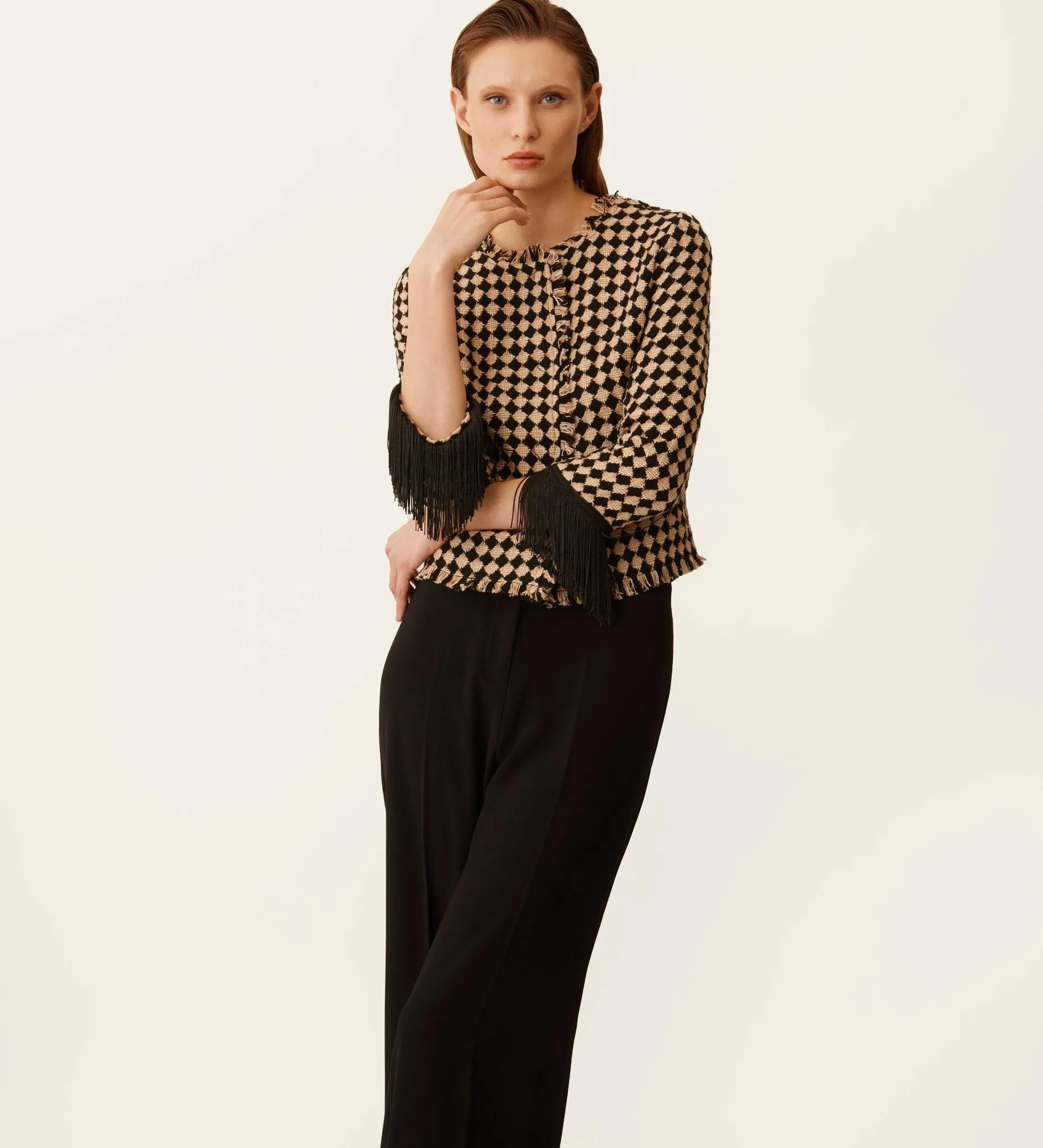 Chaqueta tweet flecos