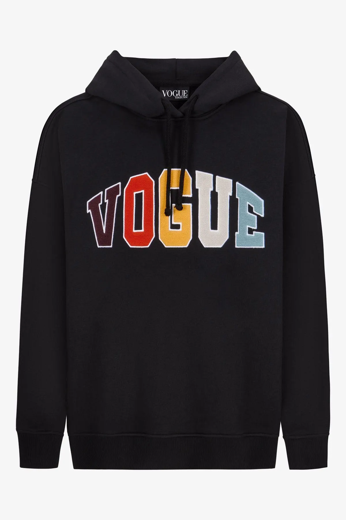 Sudadera hoodie VOGUE negra con logo de parche | Edición limitada