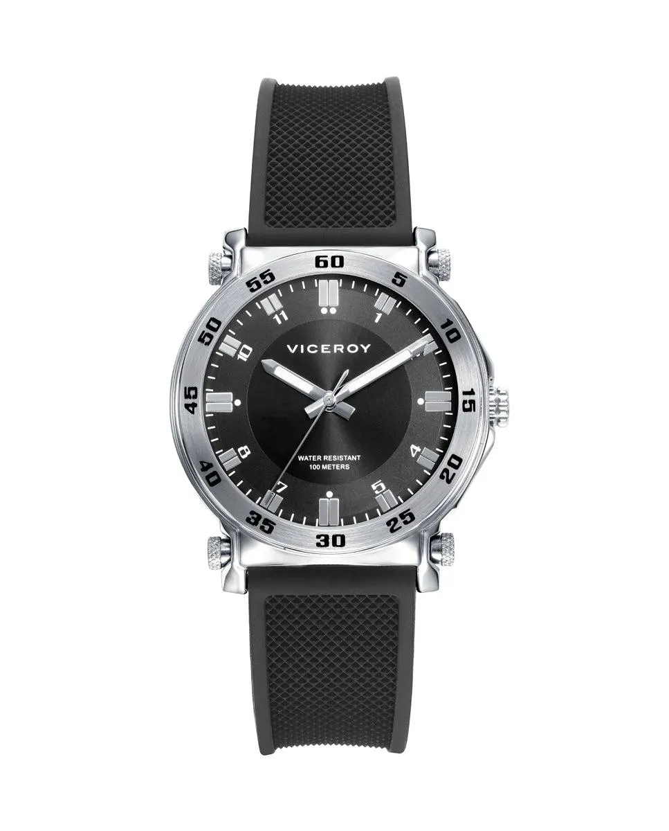 Reloj de niño Next con caja de acero y correa de caucho color negro