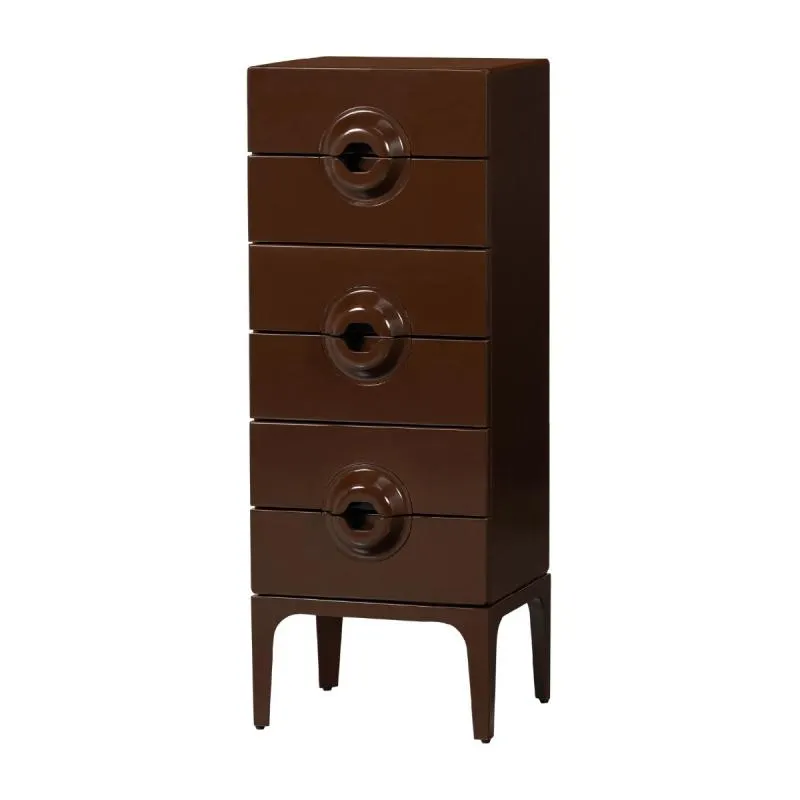 Cómoda Merge 6 Cajones Madera Marrón / Rojo