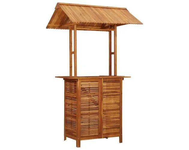 vidaXL mesa de bar jardín con tejado madera de acacia 113x106x217 cm