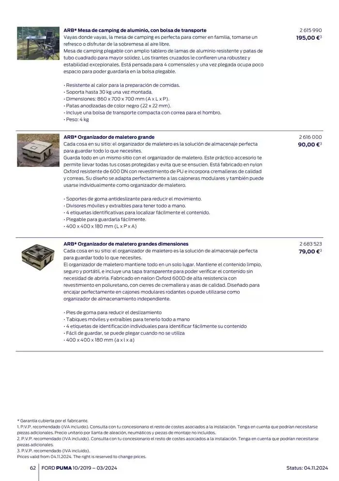 Catálogo de Ford de accesorios Ford Puma 13 de noviembre al 13 de noviembre 2025 - Página 62