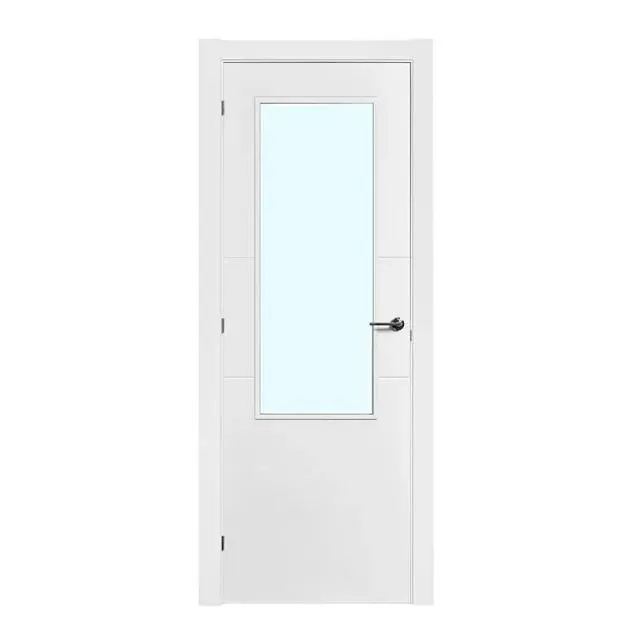 Puerta de interior acristalada lacada Aldan blanca 72,5cm izquierda con tapajuntas 7mm