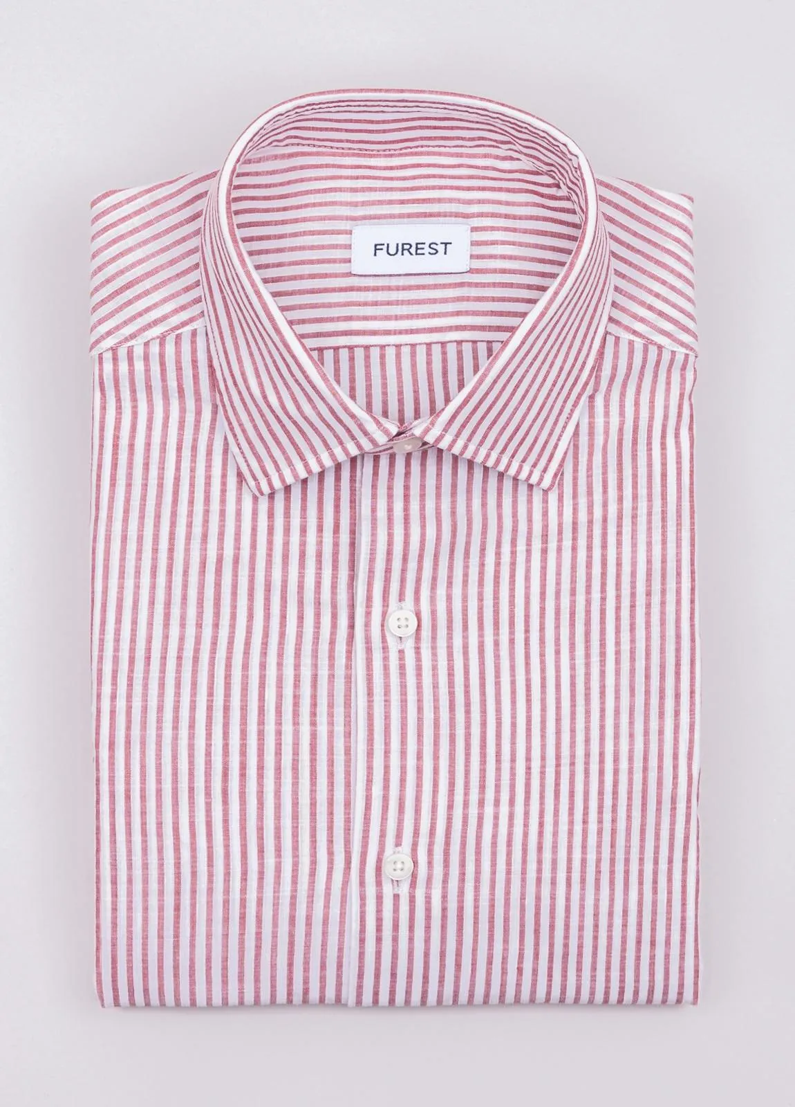 Camisa sport FUREST COLECCIÓN algodón y lino rayas color rojo