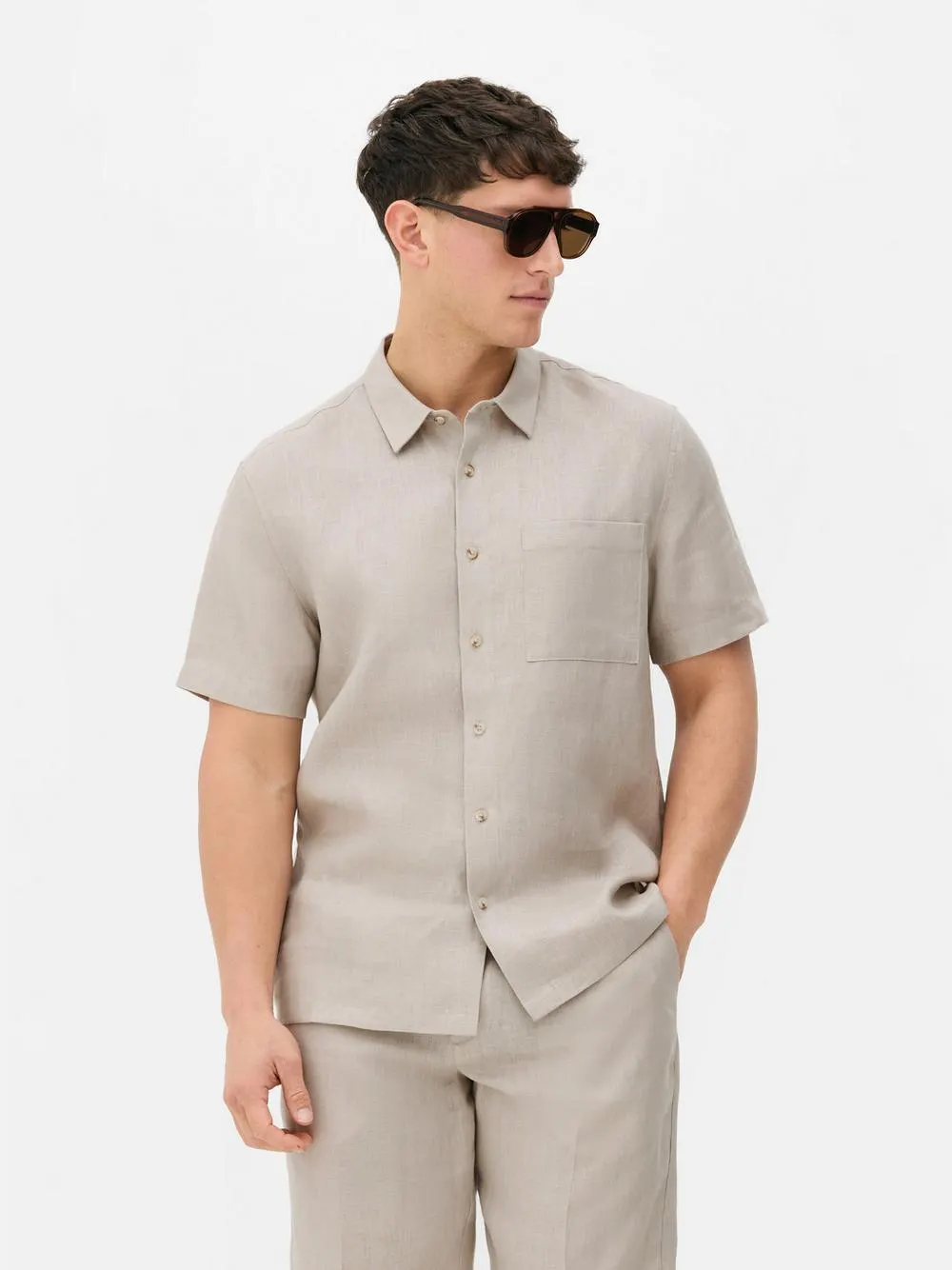 Camisa de lino de manga corta de Kem